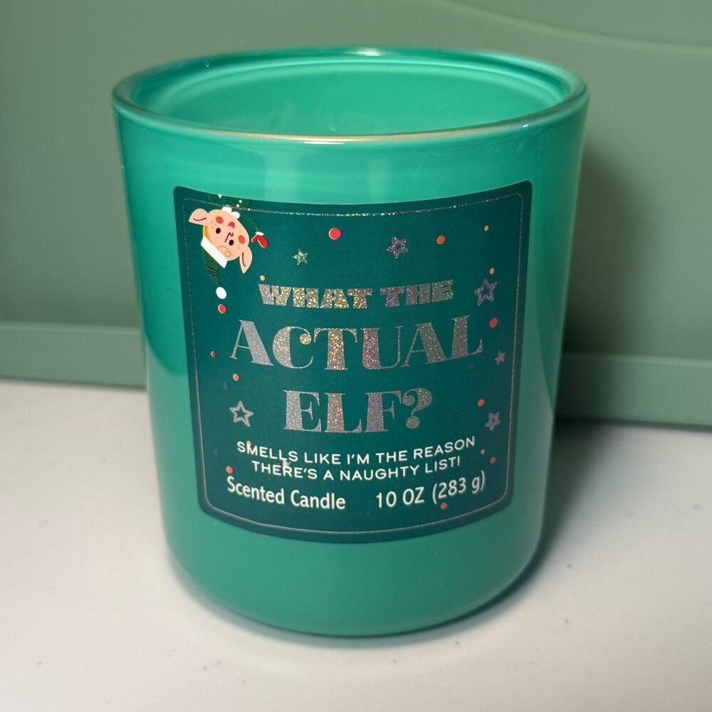 What the Actual Elf? Scented 2 Wick Candle - Green Glass 10 oz